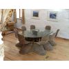 1.8m Reclaimed Teak Root Oval Dining Table with 8 Zorro Chairs - 1